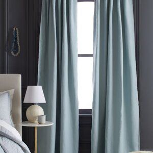 Quince European Linen Room Darkening Curtains (2 Panels) 48x96 Blue